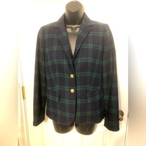 J.Crew classic blazer,navy/green plaid. Sz 0
Fully lined, front pockets.